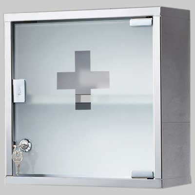 Armadietto JOKER farmacia con serratura Acciaio Inox / Vetro