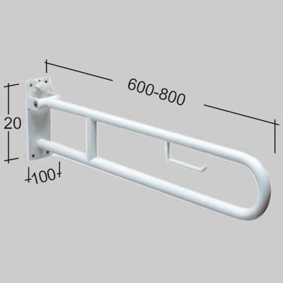 BARRA DI SOSTEGNO RIBALTABILE CON PORTA CARTA IGIENICA 83 cm